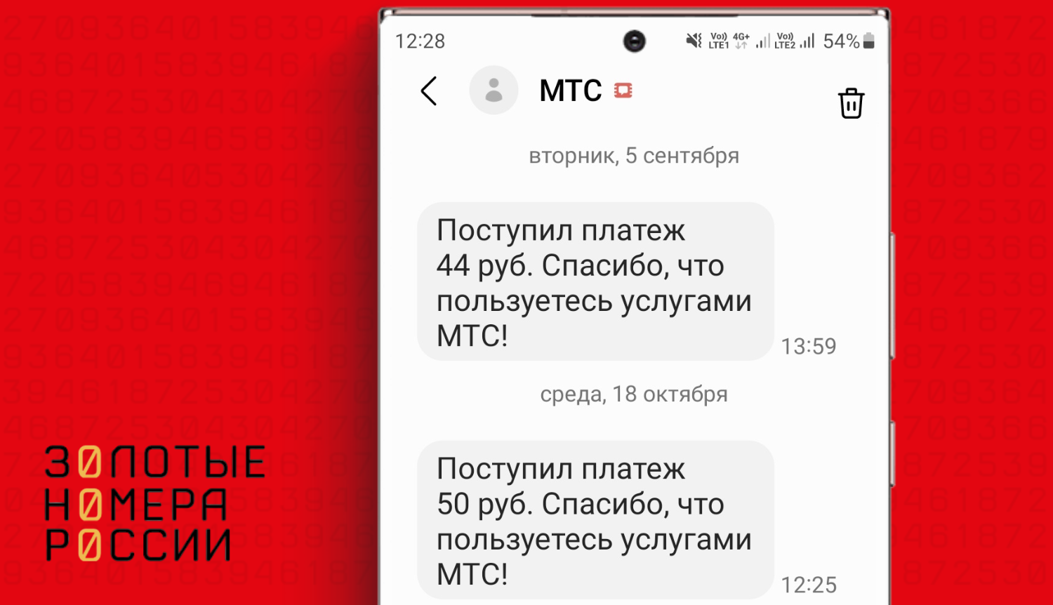 Как выглядит настоящее SMS о пополнении баланса МТС